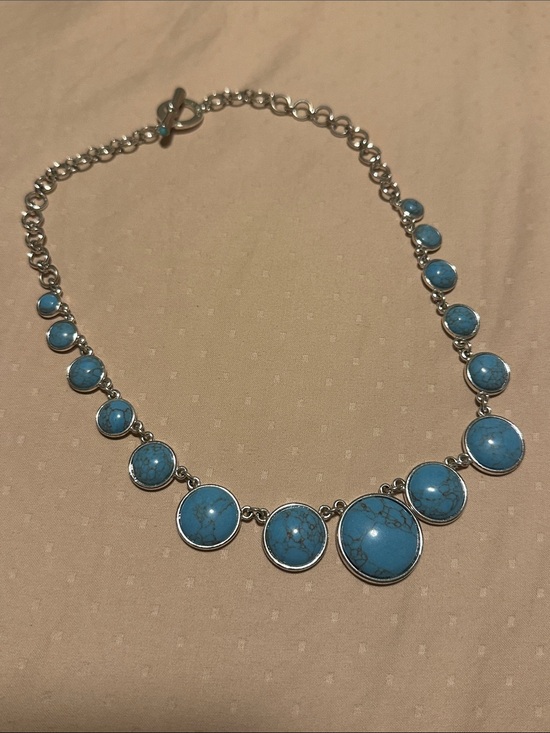 Chaps Jewelry - Chaps Silver-Tone Turquoise Blue Graduated Stone Necklace